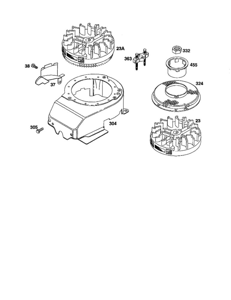 Flywheel/Housing-Blower Diagram and Parts List for 124800-124899 3201-3246 Briggs and Stratton Engine